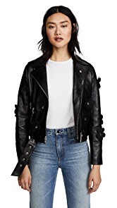 Sandy Liang Petals Delancey Leather Jacket