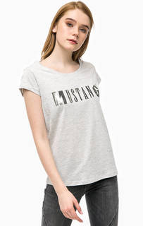 Хлопковая футболка с логотипом бренда Mustang