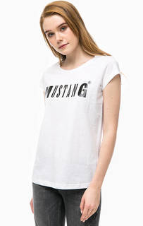 Хлопковая футболка с логотипом бренда Mustang