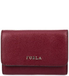 Бордовый кошелек из сафьяновой кожи Furla