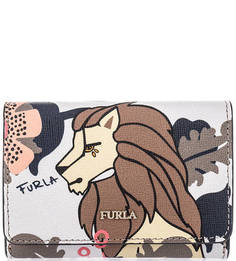 Кожаная визитница с застежкой на кнопку Furla