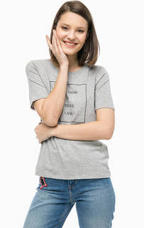 Серая хлопковая футболка с принтом Only