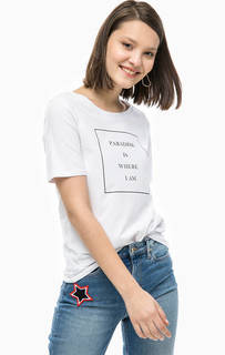 Белая хлопковая футболка с принтом Only