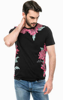Черная хлопковая футболка с принтом Jack & Jones