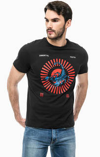 Черная хлопковая футболка с принтом Jack & Jones