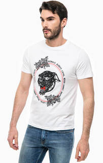 Белая хлопковая футболка с принтом Jack & Jones