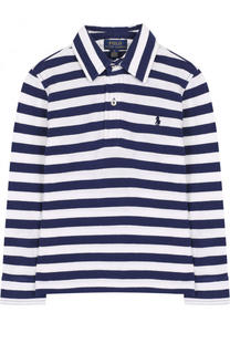 Хлопковое поло в полоску с логотипом бренда Polo Ralph Lauren