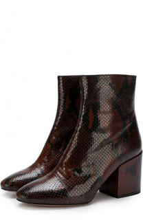 Кожаные ботильоны с тиснением на массивном каблуке Dries Van Noten