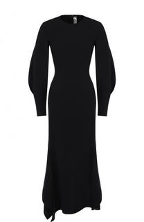 Однотонное приталенное платье-миди с длинным рукавом Victoria Beckham