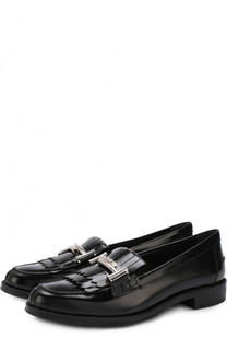 Кожаные лоферы с бахромой и пряжкой Tod’s Tods