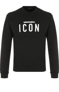 Хлопковый свитшот с контрастной вышивкой Dsquared2