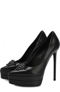 Кожаные туфли на шпильке и платформе Versace
