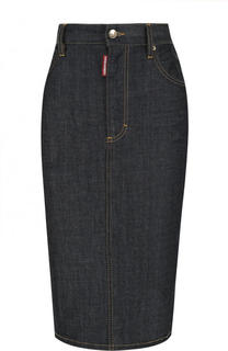 Джинсовая юбка-карандаш с контрастной прострочкой Dsquared2
