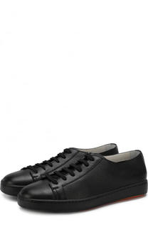 Кожаные кеды на шнуровке Santoni