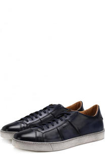 Кожаные кеды на шнуровке Santoni