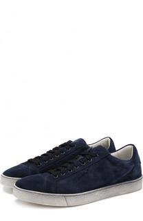 Замшевые кеды на шнуровке Santoni