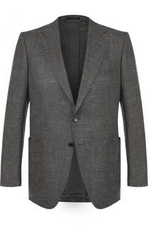 Однобортный пиджак из смеси шерсти и льна с шелком Tom Ford
