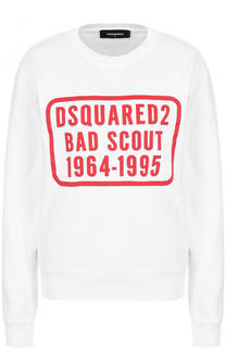 Хлопковый свитшот с контрастным логотипом бренда Dsquared2