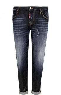 Укороченные джинсы прямого кроя с потертостями Dsquared2