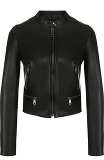 Приталенная кожаная куртка с воротником-стойкой Dolce &amp; Gabbana