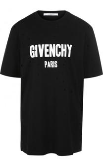 Хлопковая футболка свободного кроя с логотипом бренда Givenchy