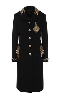 Приталенное шерстяное пальто с контрастной отделкой Dolce &amp; Gabbana