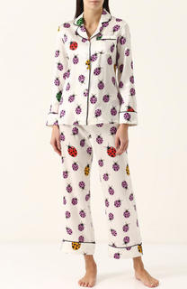 Шелковая пижама с контрастным принтом Olivia Von Halle