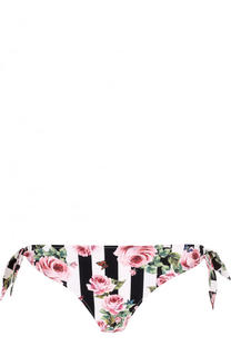 Плавки-бикини в полоску с цветочным принтом Dolce &amp; Gabbana
