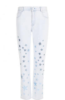 Укороченные джинсы с потертостями и принтом в виде звезд Stella McCartney