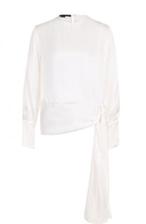 Однотонный шелковый топ с длинным рукавом и бантом Stella McCartney