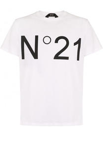 Хлопковая футболка с круглым вырезом No. 21