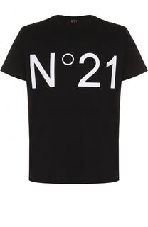 Хлопковая футболка с круглым вырезом No. 21
