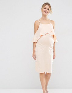 Платье миди для беременных с открытыми плечами ASOS Maternity - Розовый