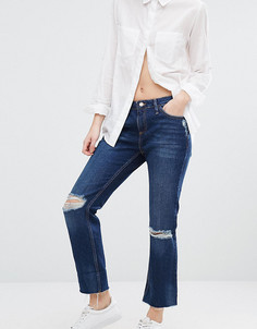 Джинсы с рваными коленями и необработанным краем New Look Petite - Синий