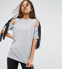 Футболка с вырезами и завязками на плечах ASOS TALL - Серый
