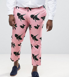 Розовые строгие зауженные брюки с цветочным принтом ASOS PLUS - Розовый