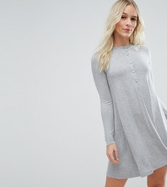 Свободное платье на пуговицах ASOS PETITE - Серый