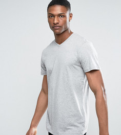Серая меланжевая футболка с V-образным вырезом Jacamo TALL - Серый