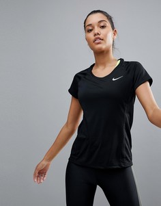 Черная футболка с круглым вырезом Nike Running - Черный