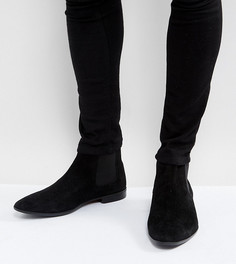 Черные замшевые ботинки челси для широкой стопы ASOS - Черный