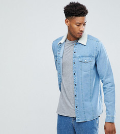 Джинсовая рубашка навыпуск с отделкой из искусственного меха ASOS TALL - Синий