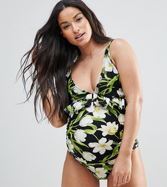 Плавки бикини с цветочным принтом и оборкой ASOS Maternity Riviera - Мульти