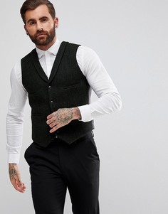 Приталенный жилет из твида Харрис на основе 100% шерсти ASOS - Зеленый