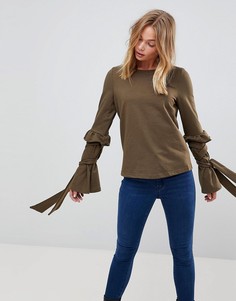Свитшот с завязками на рукавах Vero Moda - Зеленый