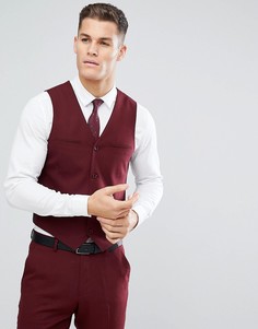 Бордовый облегающий жилет ASOS - Красный