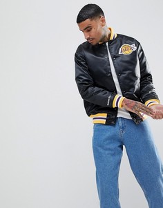 Атласная куртка с логотипом L.A Lakers Mitchell &amp; Ness NBA - Черный