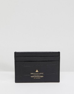 Черная кожаная кредитница с крокодиловым рисунком и золотистым логотипом ASOS - Черный