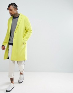 Желтое фактурное пальто с заниженной линией плеч ASOS - Желтый