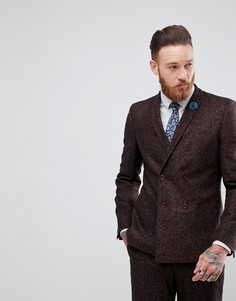 Двубортный пиджак скинни из ткани с добавлением шерсти ASOS - Красный