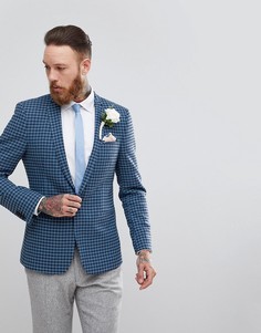 Блейзер скинни из ткани с добавлением шерсти ASOS Wedding - Темно-синий